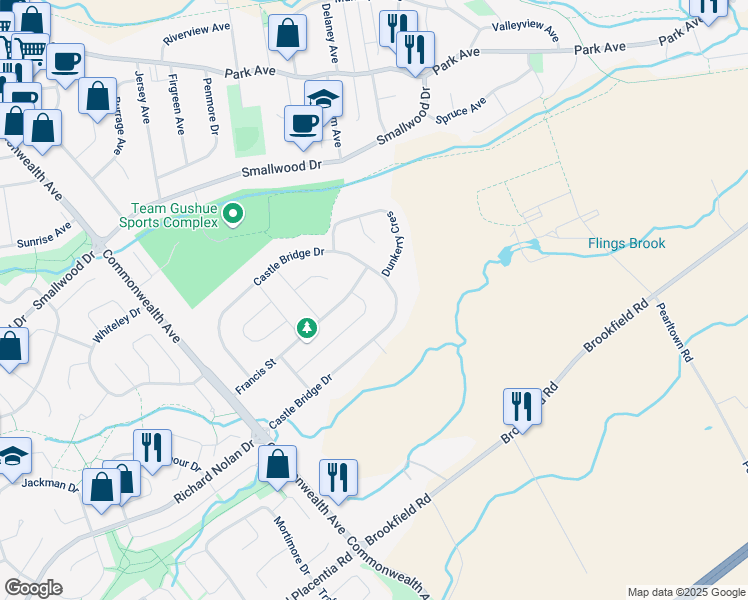 map of restaurants, bars, coffee shops, grocery stores, and more near 5 Rose Abbey Street in St. John's