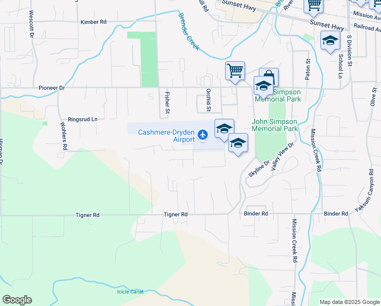 map of restaurants, bars, coffee shops, grocery stores, and more near 5600 Airport Road in Cashmere