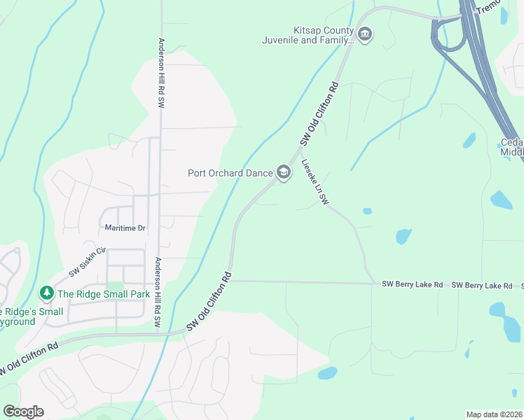 map of restaurants, bars, coffee shops, grocery stores, and more near 1555 Southwest Old Clifton Road in Port Orchard