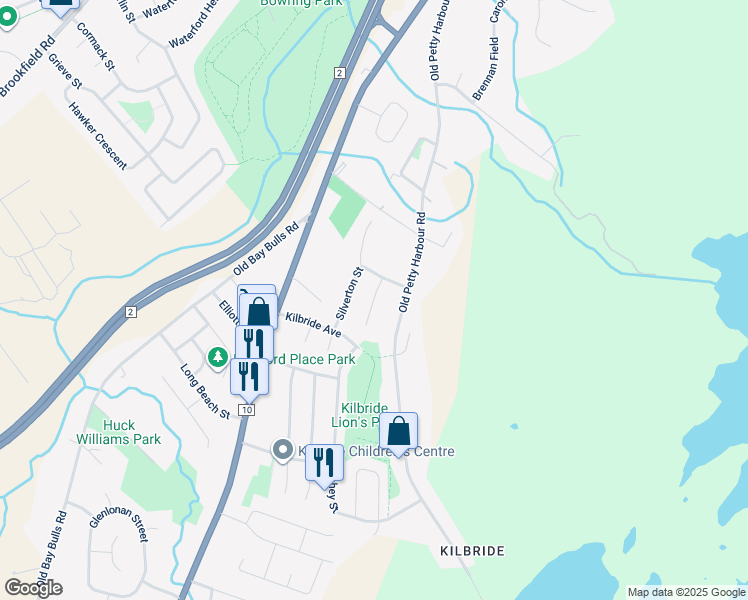 map of restaurants, bars, coffee shops, grocery stores, and more near Shannon Place in St. John's