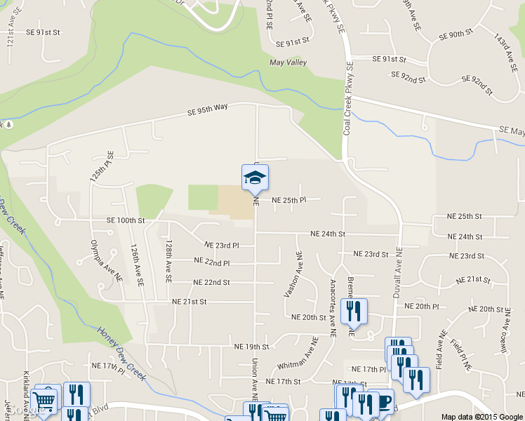 map of restaurants, bars, coffee shops, grocery stores, and more near 2504 Union Ave NE in Renton