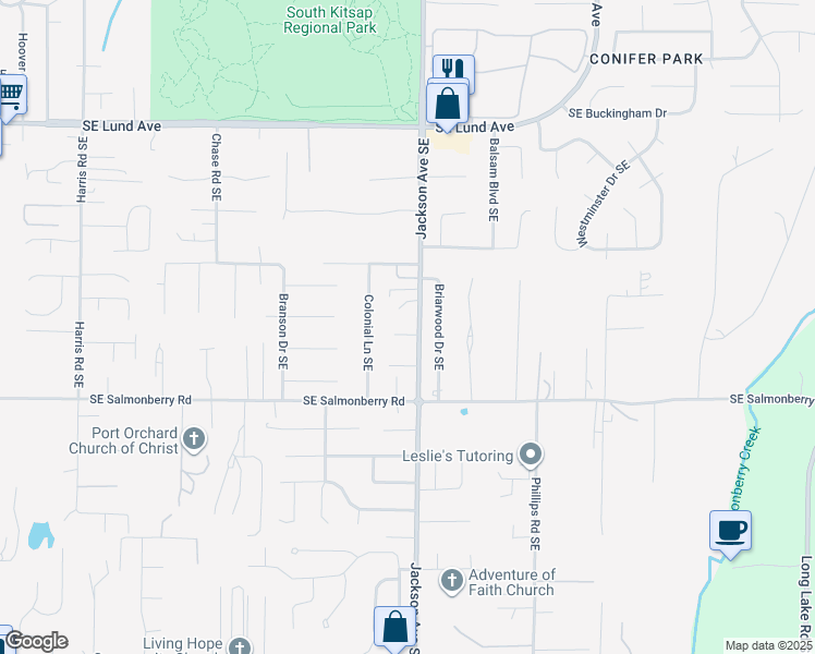 map of restaurants, bars, coffee shops, grocery stores, and more near 3756 Jackson Avenue Southeast in Port Orchard