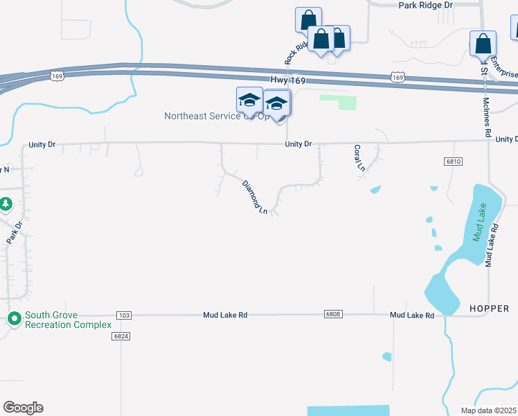 map of restaurants, bars, coffee shops, grocery stores, and more near 5466 Diamond Lane in Mountain Iron