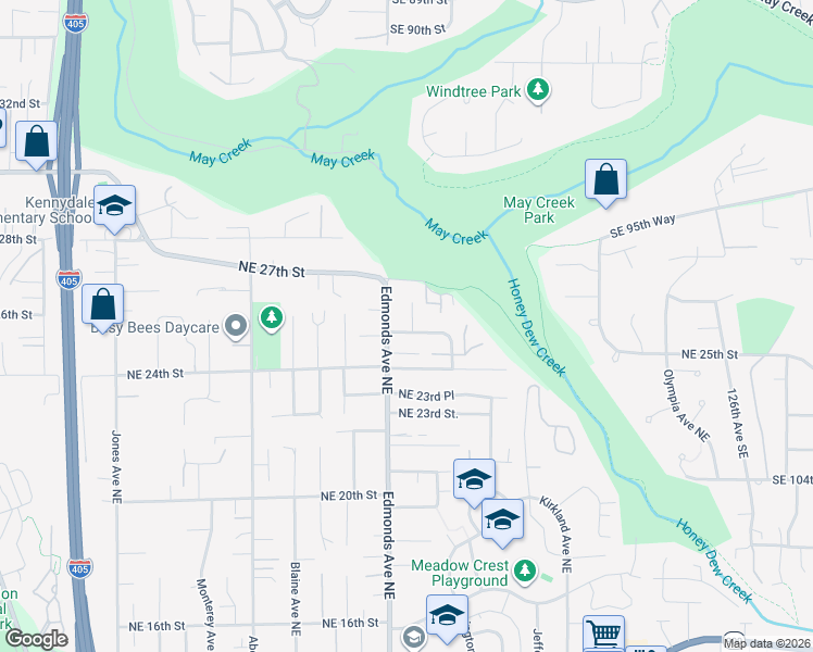map of restaurants, bars, coffee shops, grocery stores, and more near 2509 Ferndale Avenue Northeast in Renton
