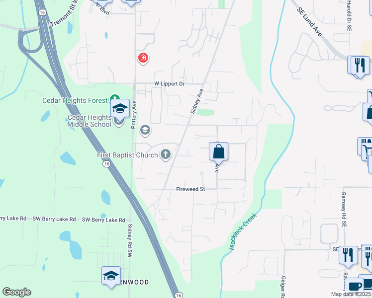 map of restaurants, bars, coffee shops, grocery stores, and more near 132 Southwest Marcia way in Port Orchard