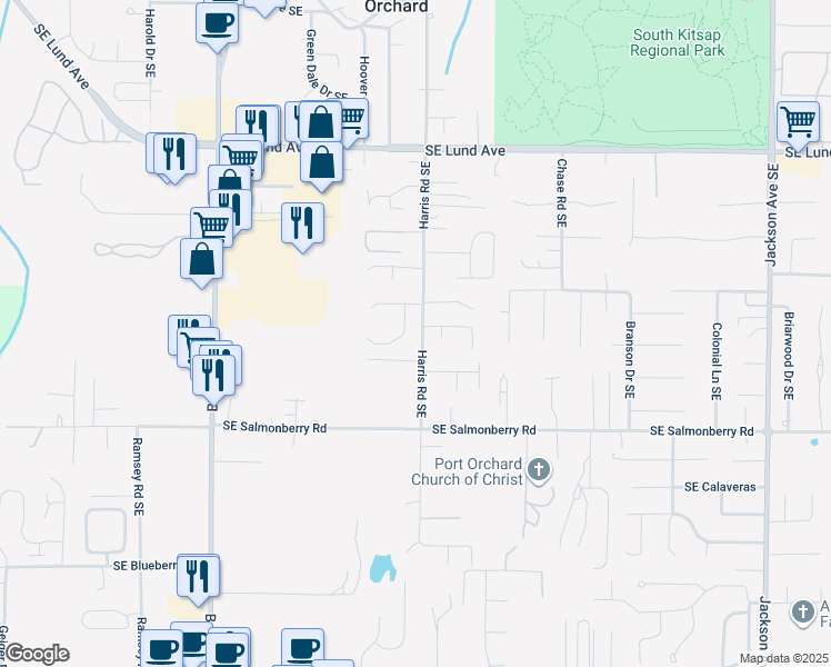 map of restaurants, bars, coffee shops, grocery stores, and more near 3679 Rhapsody Drive Southeast in Port Orchard