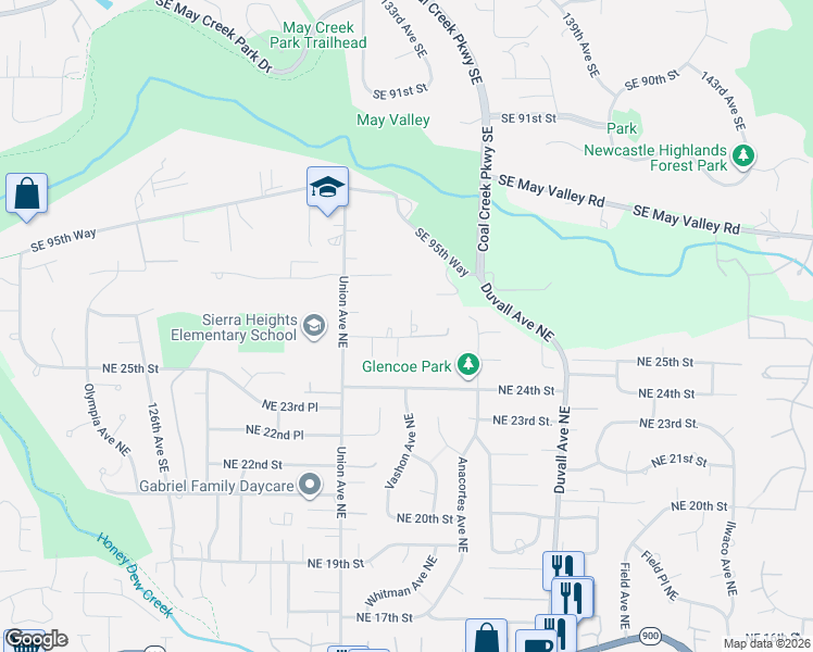map of restaurants, bars, coffee shops, grocery stores, and more near 4315 Northeast 25th Place in Renton