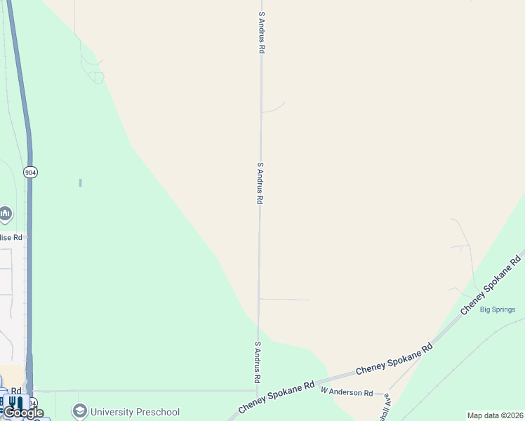 map of restaurants, bars, coffee shops, grocery stores, and more near South Andrus Road in Cheney