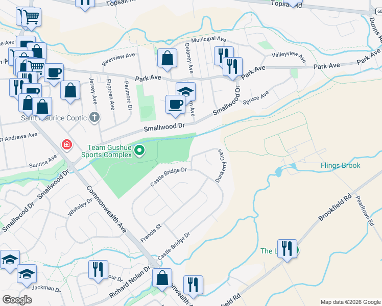 map of restaurants, bars, coffee shops, grocery stores, and more near 56 Dunkerry Crescent in St. John's