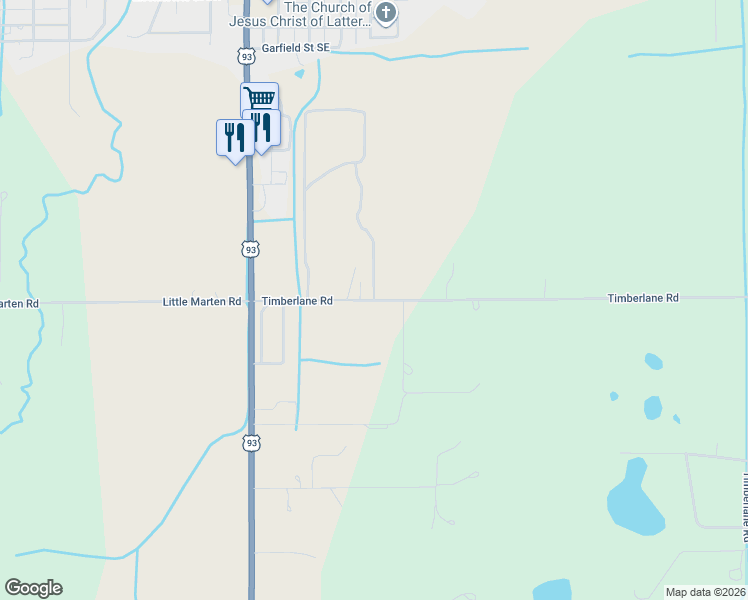 map of restaurants, bars, coffee shops, grocery stores, and more near 107 Timberlane Road in Ronan