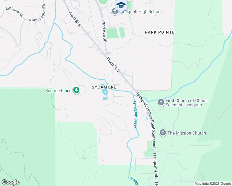 map of restaurants, bars, coffee shops, grocery stores, and more near 501 Southeast Sycamore Place in Issaquah