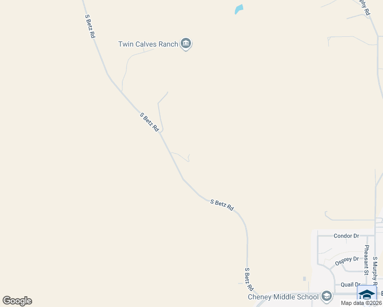 map of restaurants, bars, coffee shops, grocery stores, and more near 15211 South Betz Road in Cheney