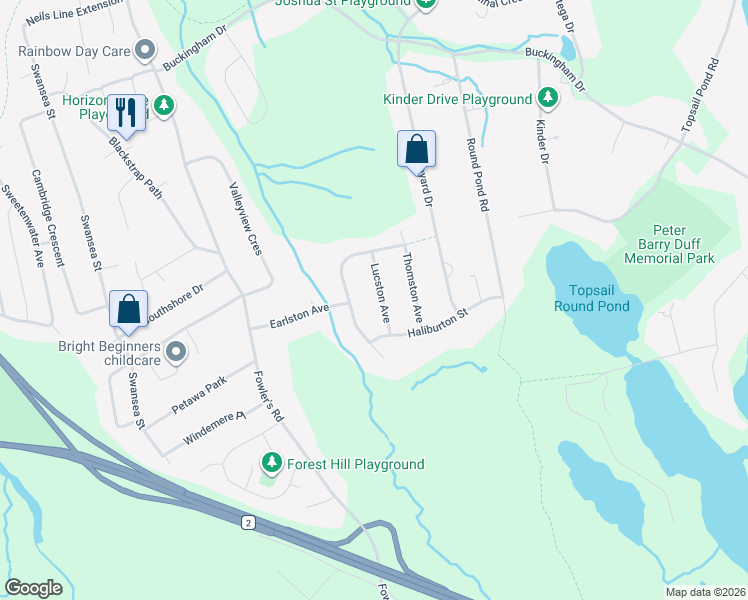map of restaurants, bars, coffee shops, grocery stores, and more near 11 Lucston Avenue in Conception Bay South