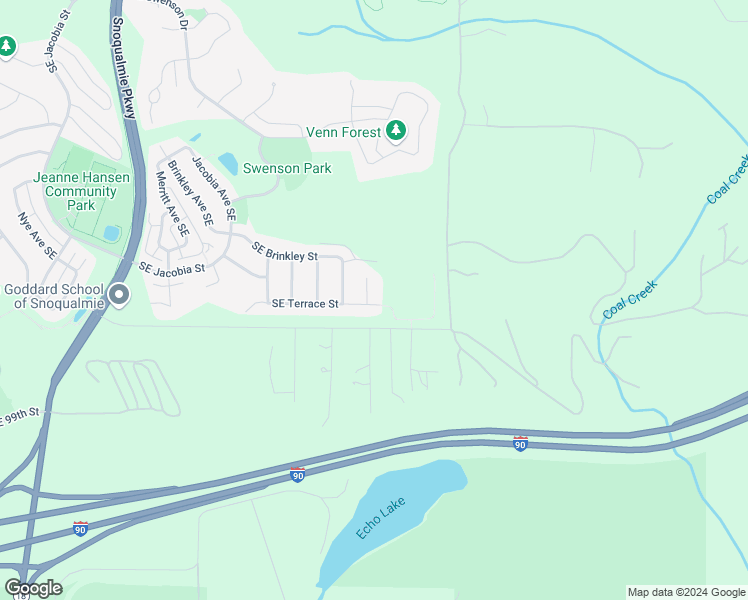 map of restaurants, bars, coffee shops, grocery stores, and more near 9504 Raines Avenue Southeast in Snoqualmie