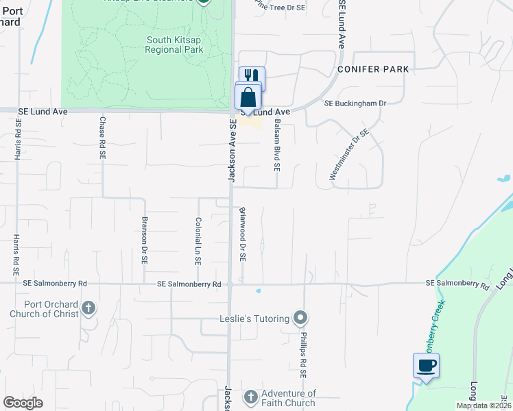 map of restaurants, bars, coffee shops, grocery stores, and more near 3680 Celeste Court Southeast in Port Orchard