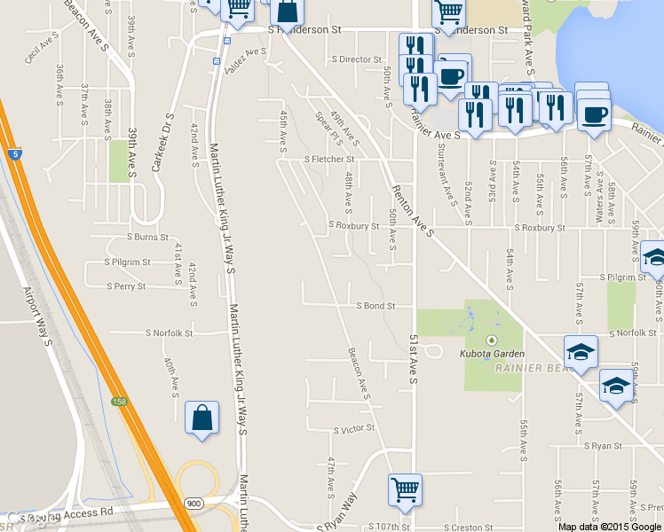 map of restaurants, bars, coffee shops, grocery stores, and more near 9652 Beacon Ave S in Seattle