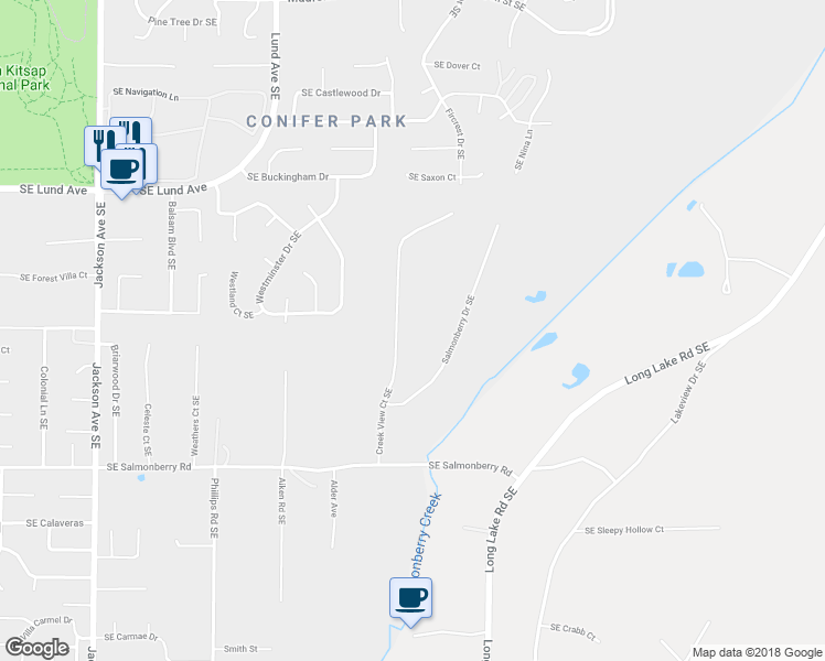 map of restaurants, bars, coffee shops, grocery stores, and more near 3627 Creek View Court Southeast in Port Orchard