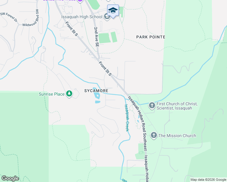 map of restaurants, bars, coffee shops, grocery stores, and more near 501 Southeast Sycamore Place in Issaquah