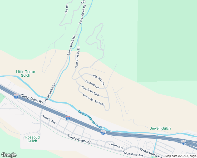 map of restaurants, bars, coffee shops, grocery stores, and more near 228 Rio Vista Street in Osburn