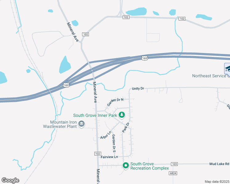 map of restaurants, bars, coffee shops, grocery stores, and more near 5482 Park Drive in Mountain Iron