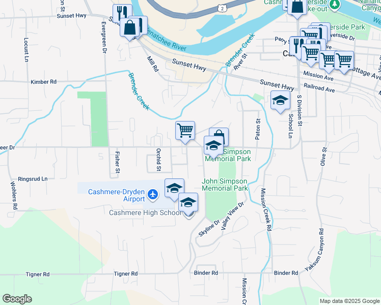 map of restaurants, bars, coffee shops, grocery stores, and more near 602 Pioneer Avenue in Cashmere