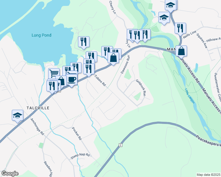 map of restaurants, bars, coffee shops, grocery stores, and more near 29 Tobins Road in Conception Bay South