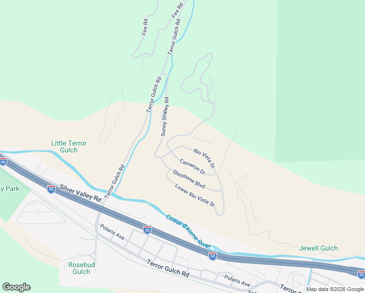 map of restaurants, bars, coffee shops, grocery stores, and more near 228 Rio Vista Street in Osburn
