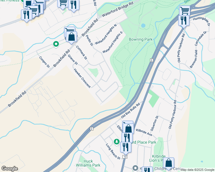 map of restaurants, bars, coffee shops, grocery stores, and more near 23 Beacon Hill Crescent in St. John's