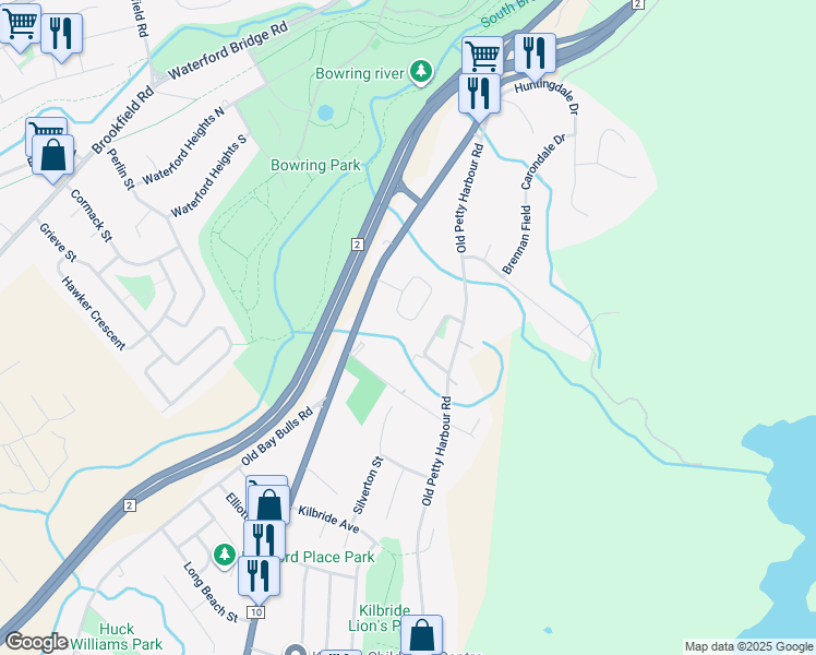 map of restaurants, bars, coffee shops, grocery stores, and more near 34 Royal Oak Drive in St. John's