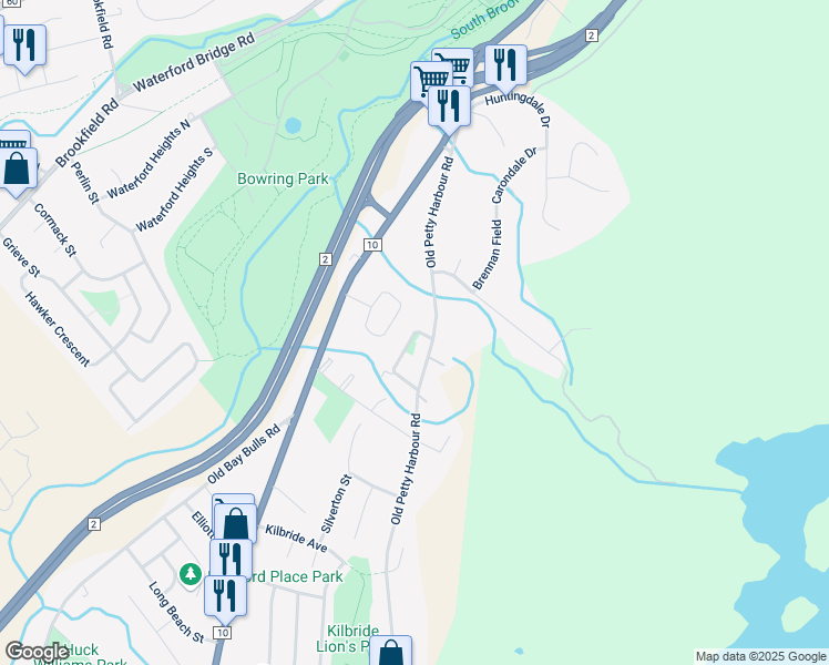 map of restaurants, bars, coffee shops, grocery stores, and more near 8 Mooney Crescent in Saint John's