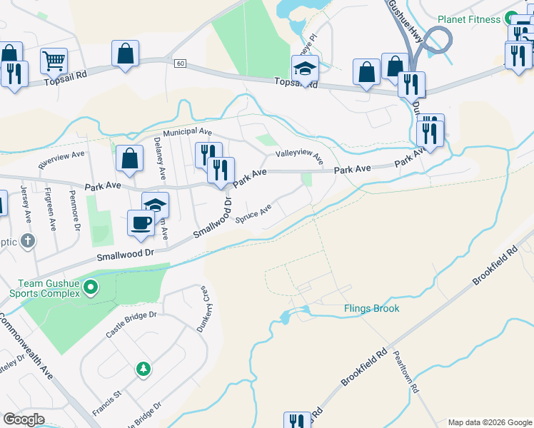 map of restaurants, bars, coffee shops, grocery stores, and more near 37 Spruce Avenue in Mount Pearl