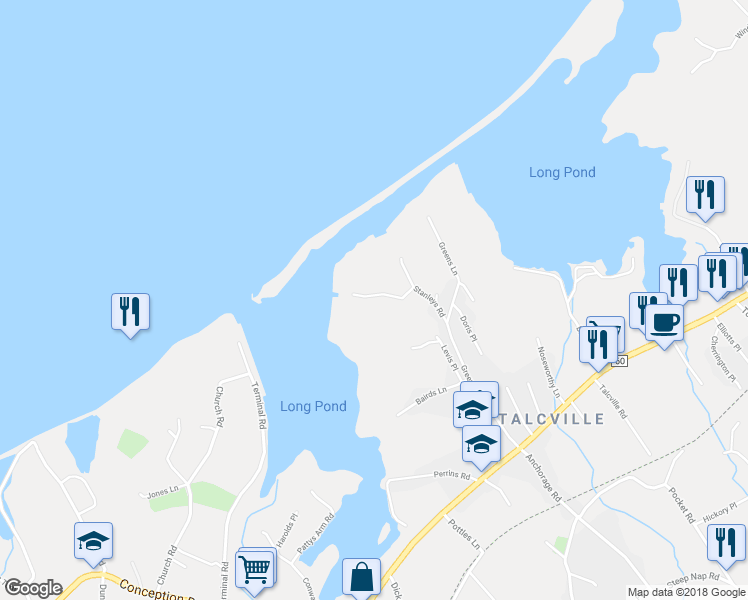 map of restaurants, bars, coffee shops, grocery stores, and more near 37 Stanleys Road in Conception Bay South