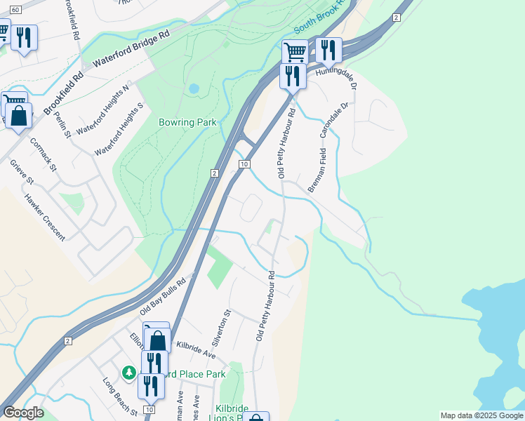 map of restaurants, bars, coffee shops, grocery stores, and more near 52 Royal Oak Drive in St. John's