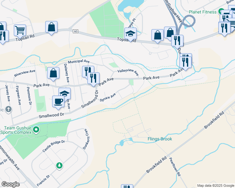 map of restaurants, bars, coffee shops, grocery stores, and more near 27 Spruce Avenue in Mount Pearl