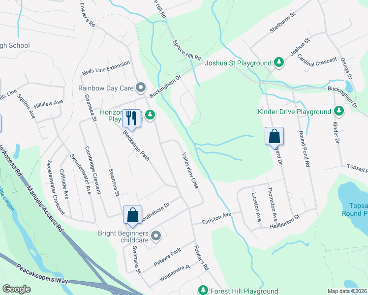 map of restaurants, bars, coffee shops, grocery stores, and more near 19 Valleyview Crescent in Conception Bay South