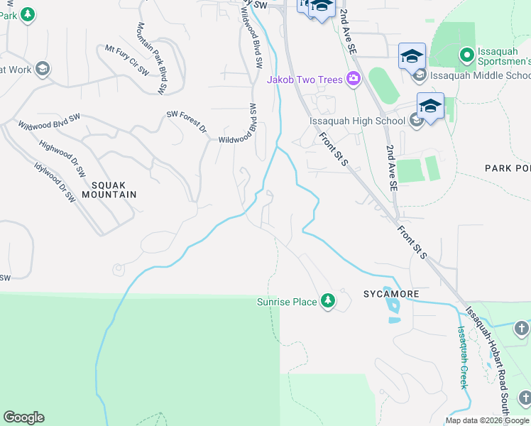 map of restaurants, bars, coffee shops, grocery stores, and more near 1058 Cabin Creek Lane Southwest in Issaquah