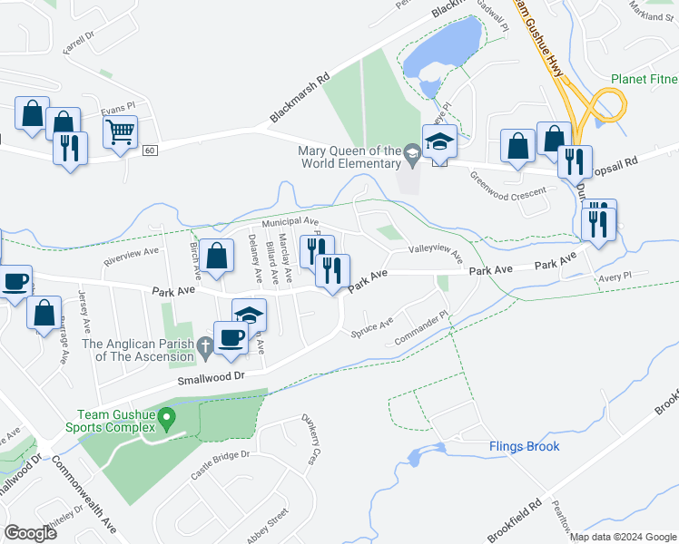 map of restaurants, bars, coffee shops, grocery stores, and more near 9 Sycamore Place in Mount Pearl