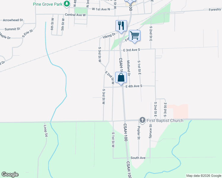 map of restaurants, bars, coffee shops, grocery stores, and more near 401 South 2nd Street West in Aurora