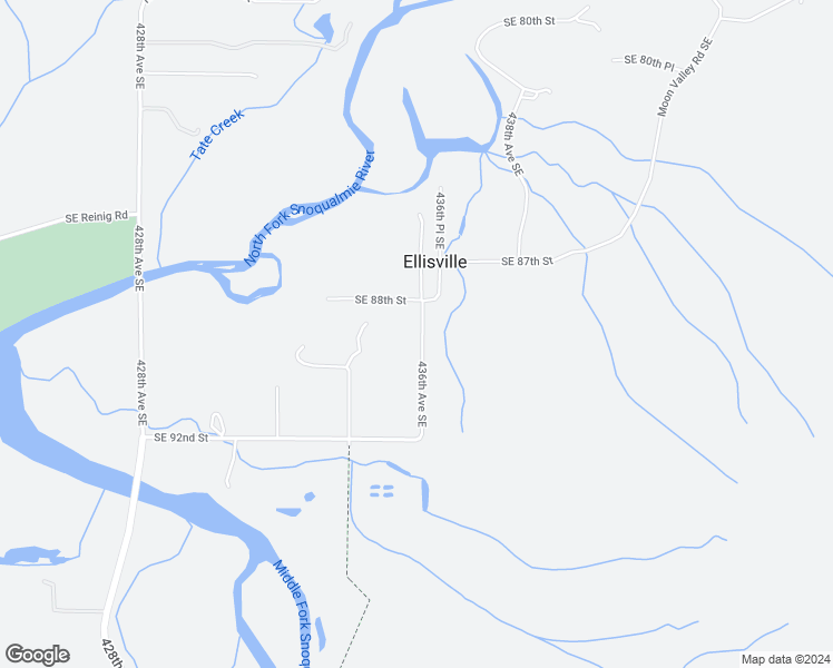 map of restaurants, bars, coffee shops, grocery stores, and more near 8913 436th Avenue Southeast in North Bend