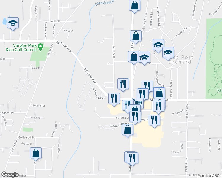 map of restaurants, bars, coffee shops, grocery stores, and more near 1324 Southeast Casandra Loop in Port Orchard