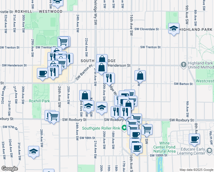 map of restaurants, bars, coffee shops, grocery stores, and more near 9208 20th Avenue Northwest in Seattle