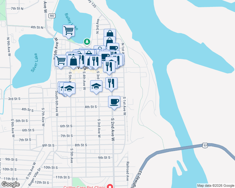 map of restaurants, bars, coffee shops, grocery stores, and more near 411 South 9th Street in Virginia