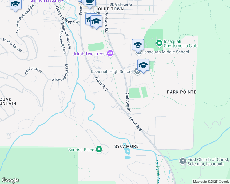 map of restaurants, bars, coffee shops, grocery stores, and more near 780 Front Street South in Issaquah