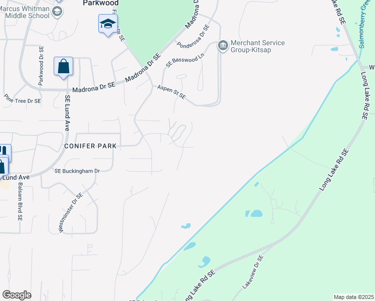 map of restaurants, bars, coffee shops, grocery stores, and more near 4698 Southeast Conifer Park Drive in Port Orchard