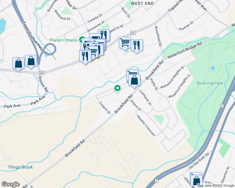 map of restaurants, bars, coffee shops, grocery stores, and more near 10 Pearl Place in St. John's