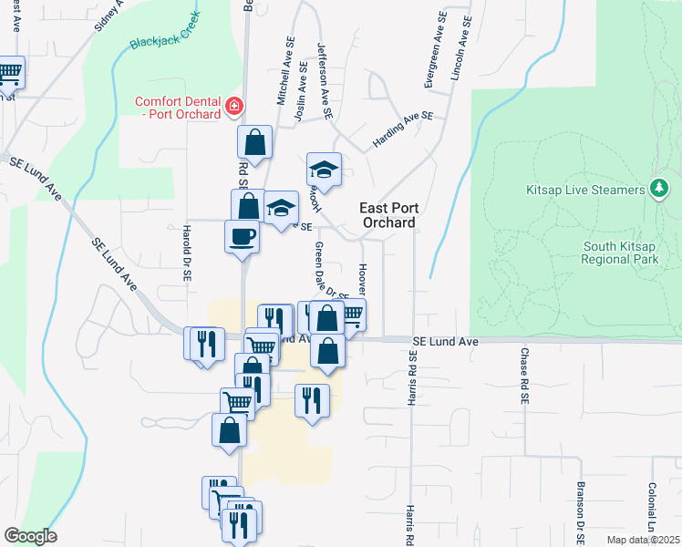 map of restaurants, bars, coffee shops, grocery stores, and more near 1954 SE Diamond Pl in Port Orchard