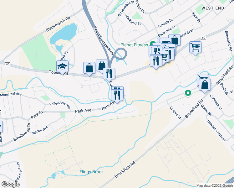 map of restaurants, bars, coffee shops, grocery stores, and more near 4 Dunns Road in Mount Pearl