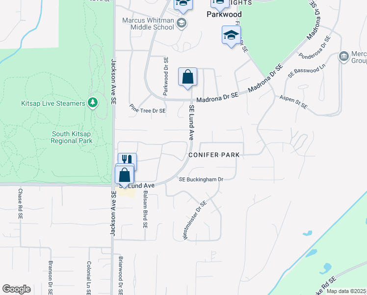 map of restaurants, bars, coffee shops, grocery stores, and more near 3416 Southeast Navigation Lane in Port Orchard