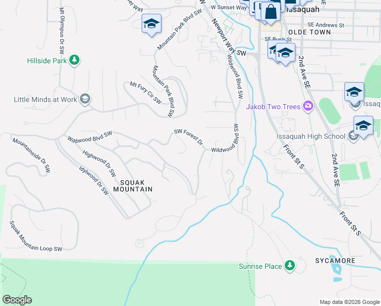 map of restaurants, bars, coffee shops, grocery stores, and more near 470 Southwest Forest Place in Issaquah