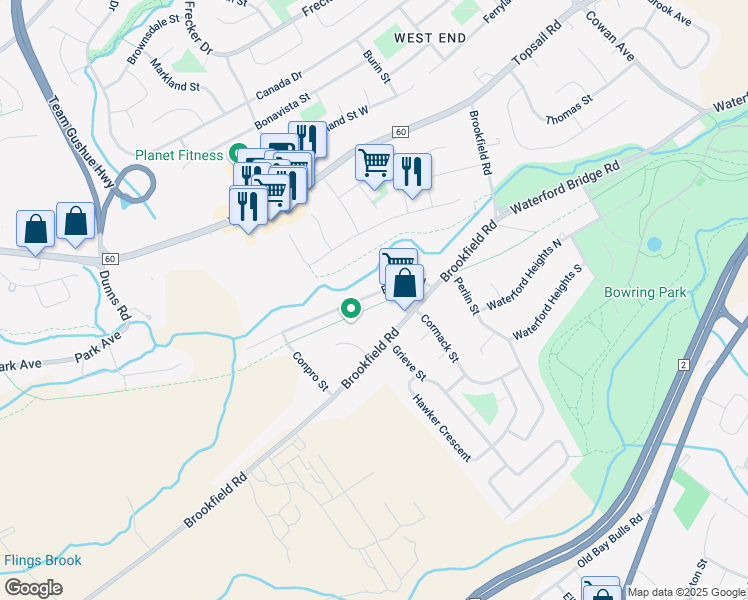 map of restaurants, bars, coffee shops, grocery stores, and more near 31 Edison Place in St. John's